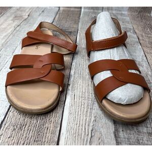 Dream Pairs Princess Strappy Leather Brown Sandal sz 1‎ Girls Retails $30